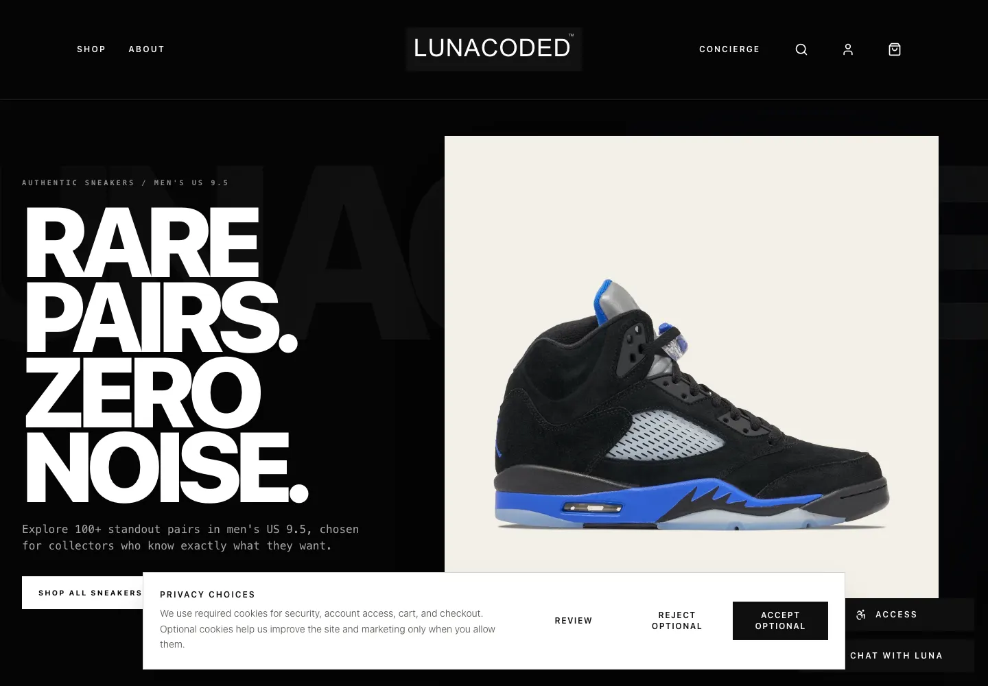 LunaCoded website snapshot